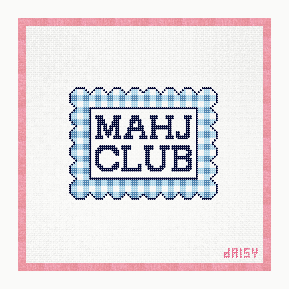 Blue MAHJ Club needlepoint canvas