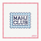 Blue MAHJ Club needlepoint canvas