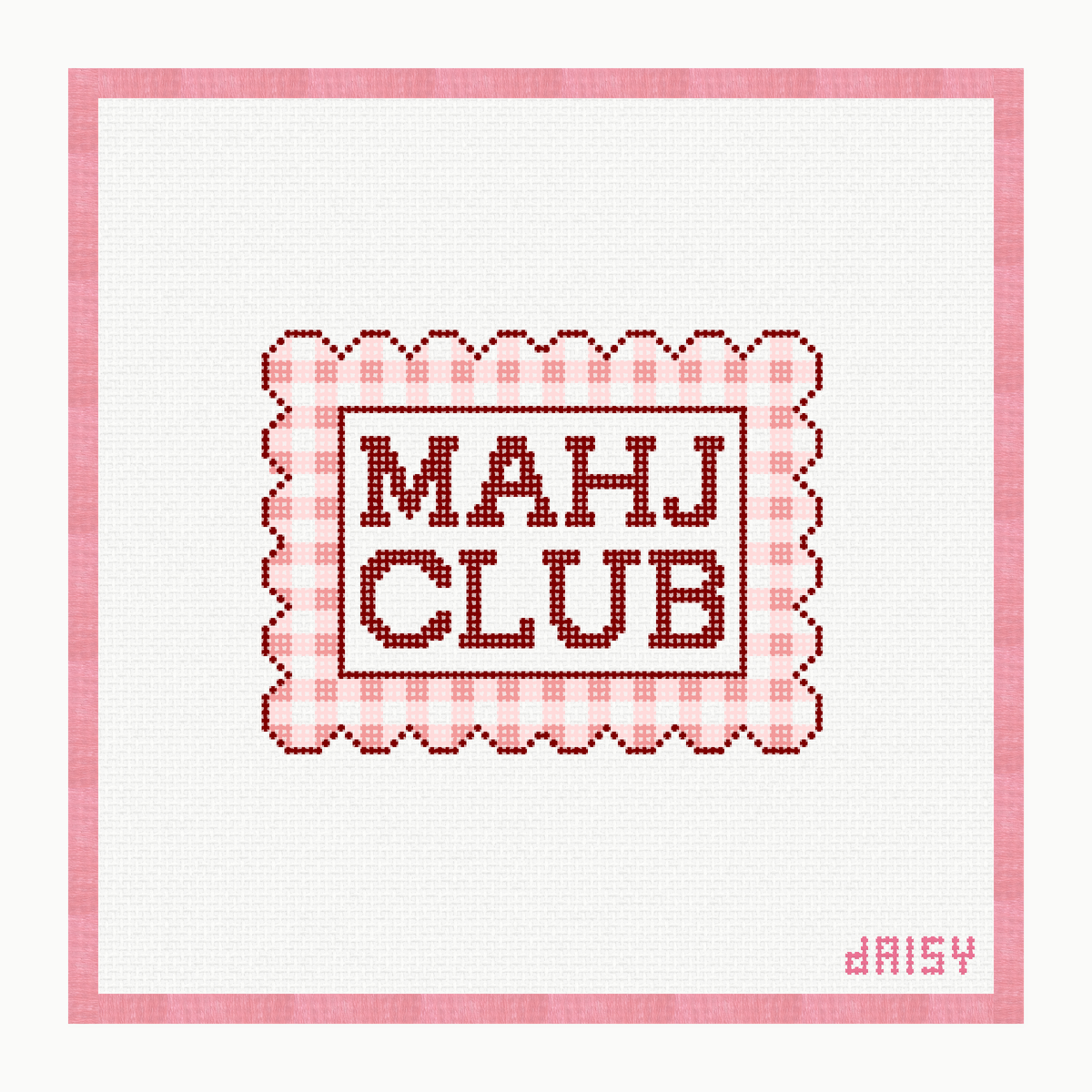 Pink MAHJ Club needlepoint canvas