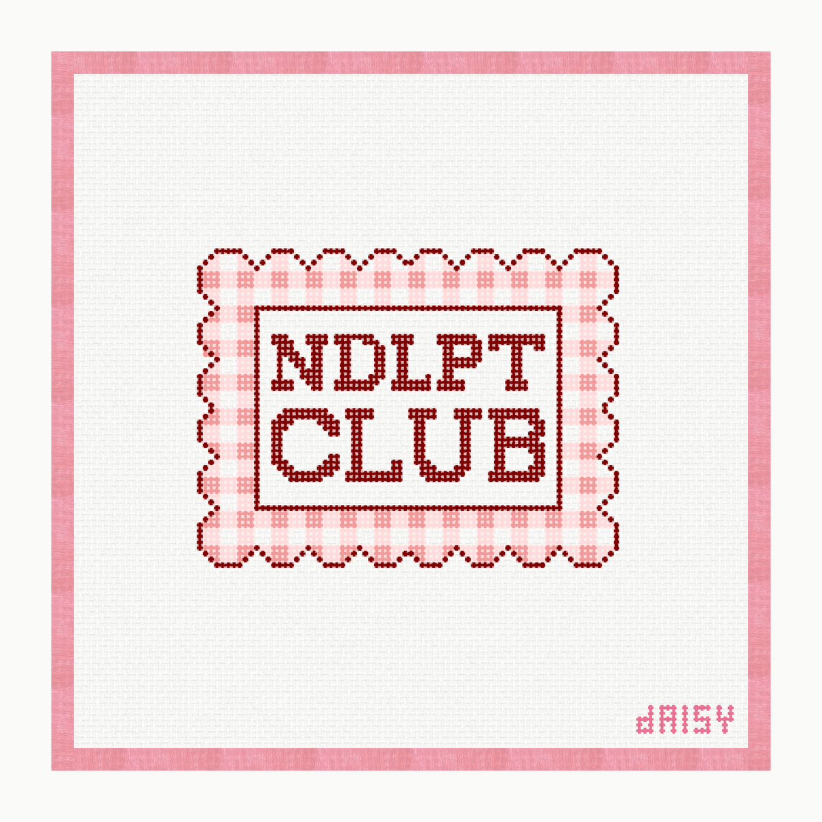 Pink NDLPT Club needlepoint canvas