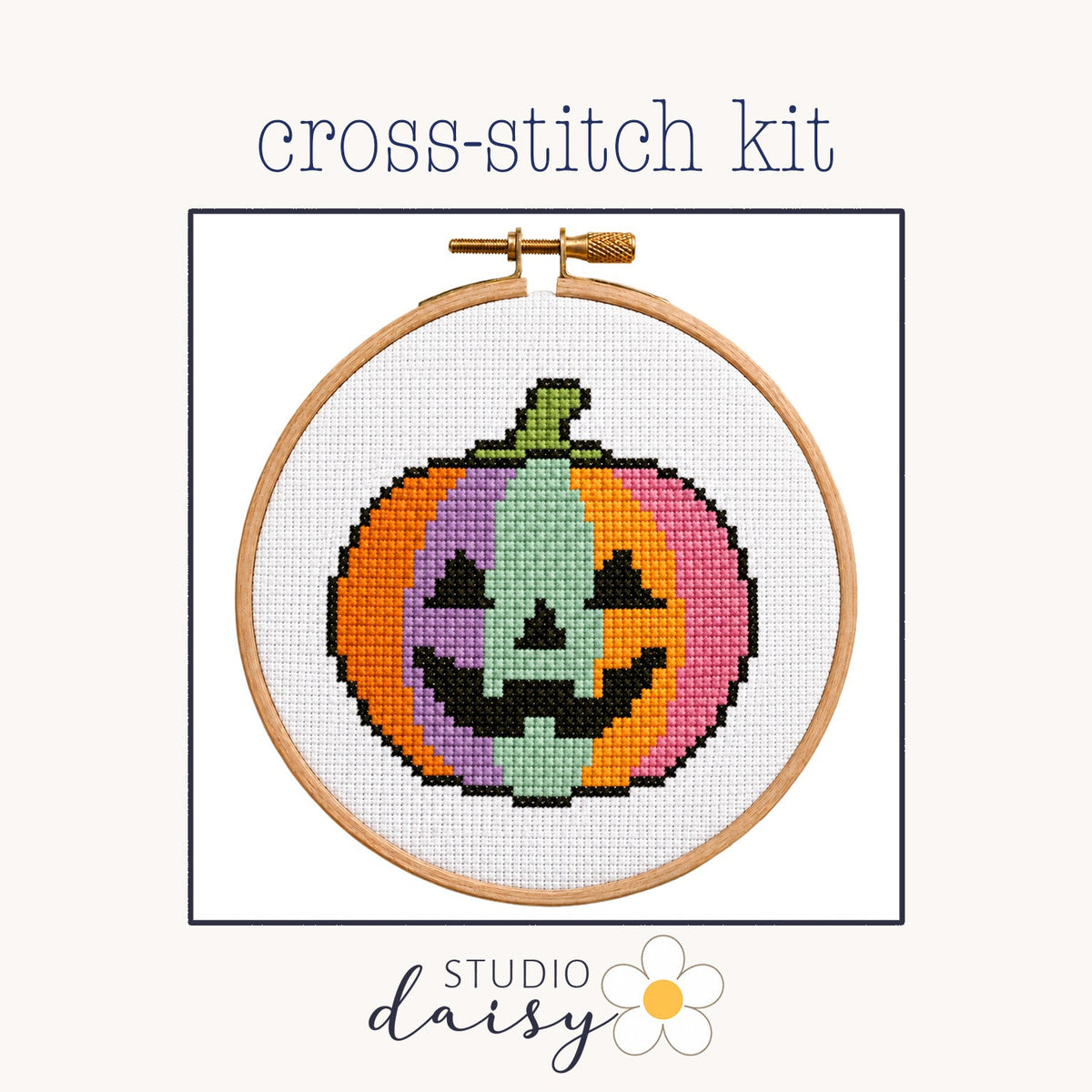 Rainbow Pumpkin Cross Stitch Kit